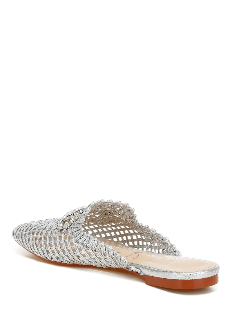 London Rag Metallic Woven Diamante Mules in Silver