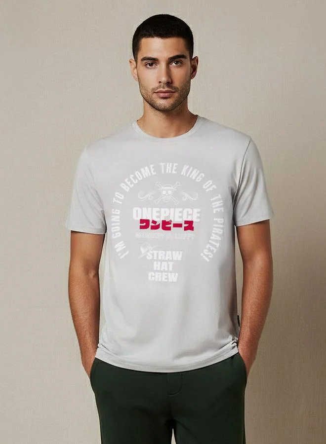 اس بي كاركترز تيشيرت رجالي مطبوع بأكمام قصيرة وياقة دائرية