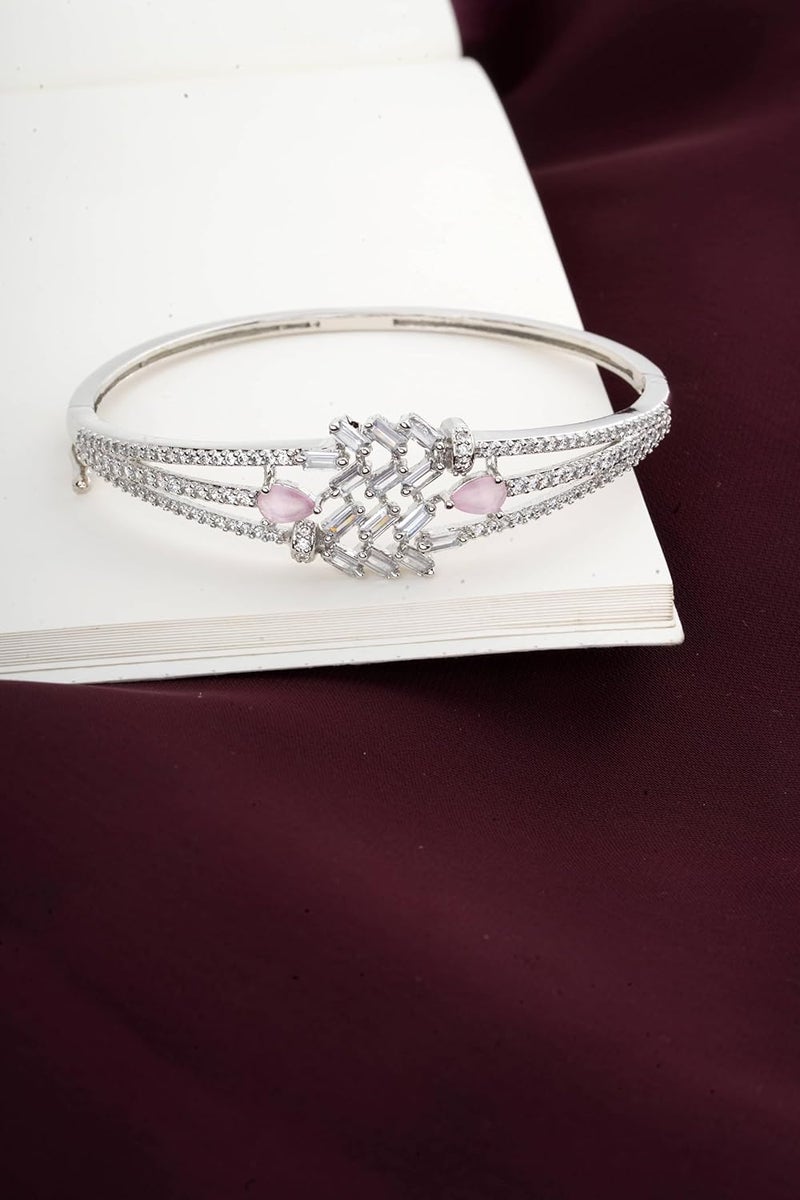 STYOLLO American Diamond Silver Bracelet for Women and Girls Stylish with Elegant Pear Shaped Crystal Stones | Trendy Girl's Fashion Jewelry | Perfect for Parties, Weddings, and Gifting-Set of 1 - Image 2