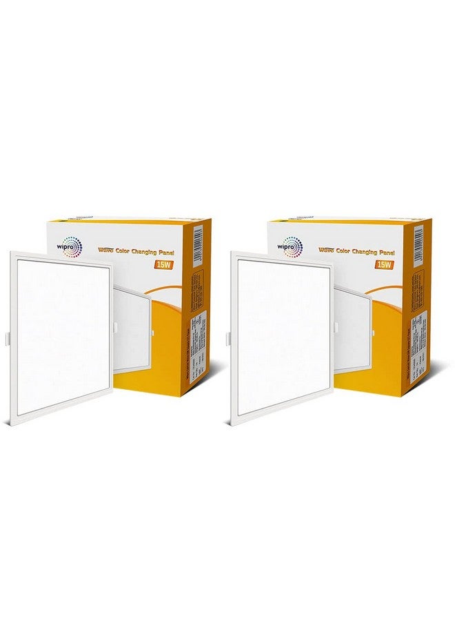 wipro Garnet 15W Wave Cct Square Panel|Colour Changing Panel|Warm/Neutral White,Cool White|Slim Border&Sleek Design|Recessed Downlighter for False Ceiling|Cutout 150X150Mm|Pack of 2 - Image 1