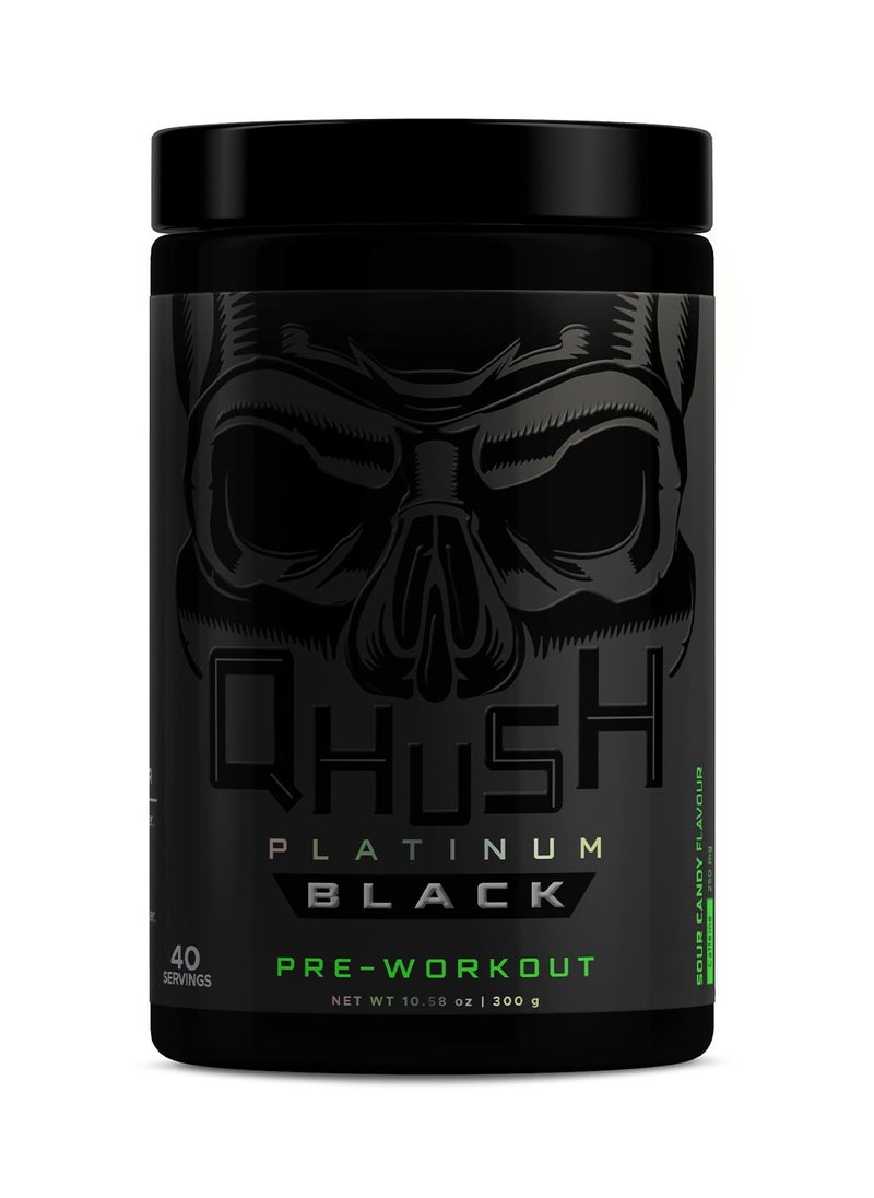 USN - Qhush Platinum Black Sour Candy Pre Workout For Massive Muscle Pumps With Rapid Energy And Intense Focus - Image 1