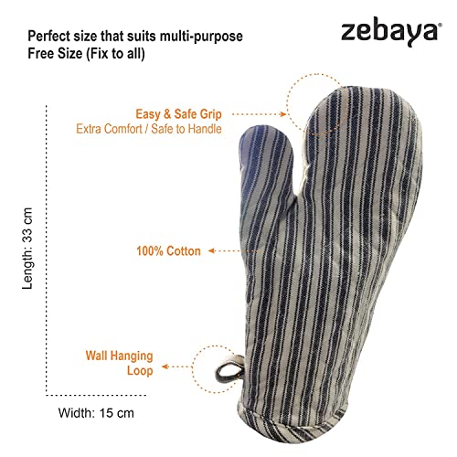zebaya Mitt Gloves for Cooking. Baking Essential Pure Cotton Padded Heat Proof Microwave Baking Oven Mitt Gloves, Non Slip, Set of 2 (Multicolor (d) - Image 3