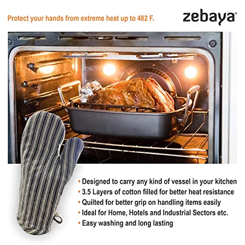zebaya Mitt Gloves for Cooking. Baking Essential Pure Cotton Padded Heat Proof Microwave Baking Oven Mitt Gloves, Non Slip, Set of 2 (Multicolor (d) - Image 2