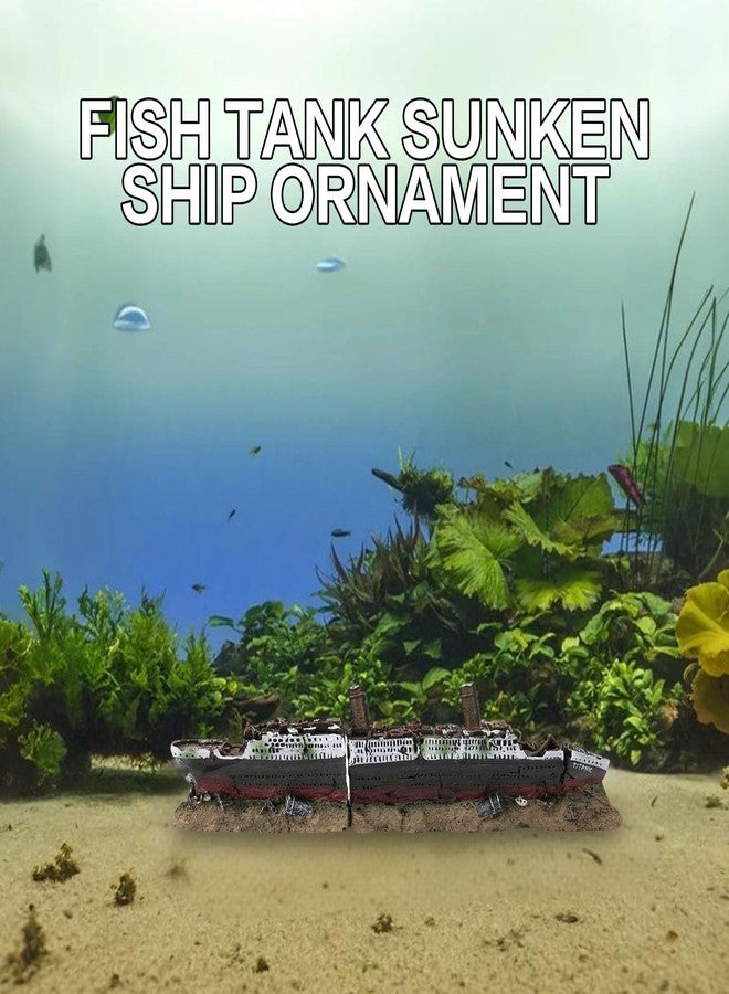 Mrisata Titanic Shipwreck Model Decorations Fish Titanic Model, Titanic Lost Wrecked Boat Sunken Ship Aquarium Decoration Ornament Wreck Ornaments, Aquarium Ship Wreck Decorations Fish Tank Ornament - Image 4
