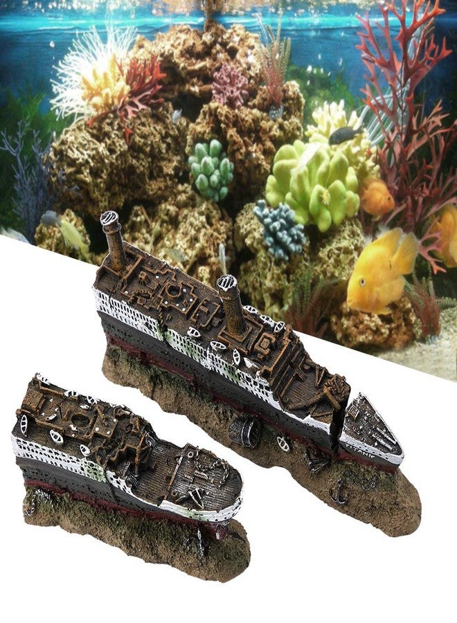 Mrisata Titanic Shipwreck Model Decorations Fish Titanic Model, Titanic Lost Wrecked Boat Sunken Ship Aquarium Decoration Ornament Wreck Ornaments, Aquarium Ship Wreck Decorations Fish Tank Ornament - Image 2