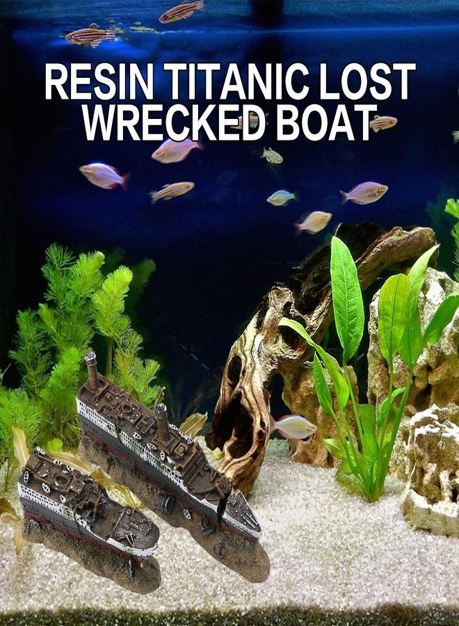 Mrisata Titanic Shipwreck Model Decorations Fish Titanic Model, Titanic Lost Wrecked Boat Sunken Ship Aquarium Decoration Ornament Wreck Ornaments, Aquarium Ship Wreck Decorations Fish Tank Ornament - Image 5
