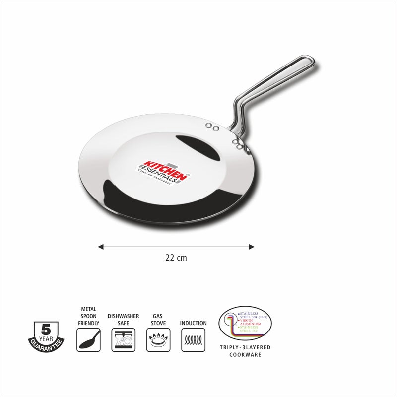 Kitchen Essentials Ferstal Tava 22cm Triply with SS Wire Handle - Image 4