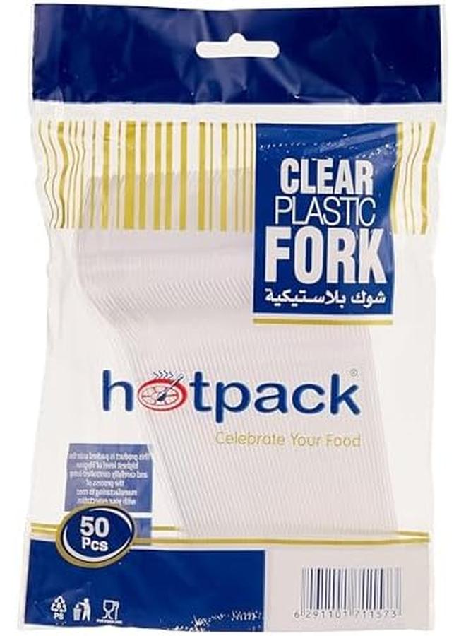 Hotpack Clear Plastic Heavy Duty Disposable Fork 50Pcs - Image 3