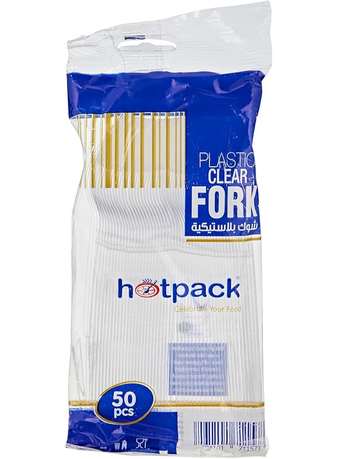 Hotpack Clear Plastic Heavy Duty Disposable Fork 50Pcs - Image 1