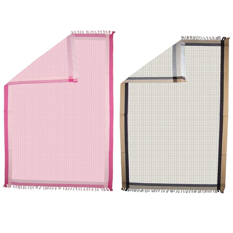 Athom Trendz Athom Living Light Weight Cotton Premium Waffle Border Bath Towel 75x150 cm Pack of 2 - Image 3