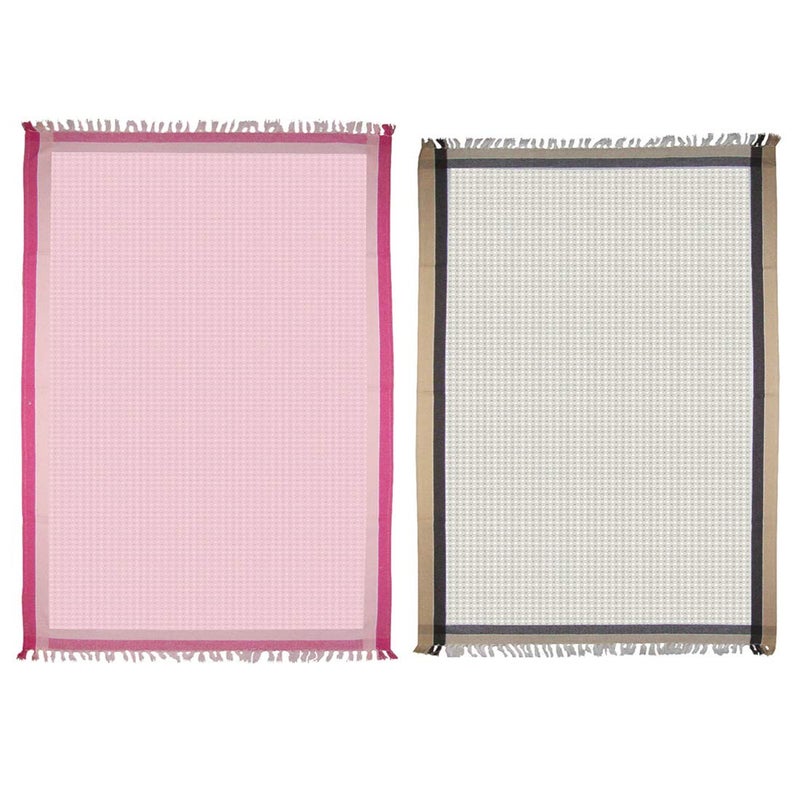 Athom Trendz Athom Living Light Weight Cotton Premium Waffle Border Bath Towel 75x150 cm Pack of 2 - Image 2