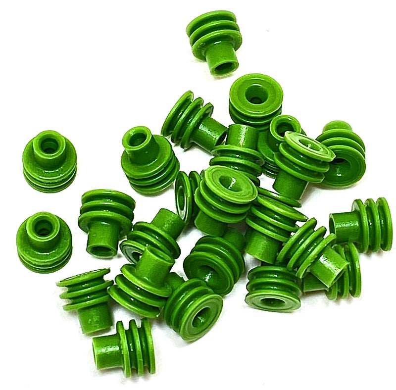 Delphi OEM 15324982 Weatherpack Connector Wire Seals 18-20 Gauge Green - 50 Pack