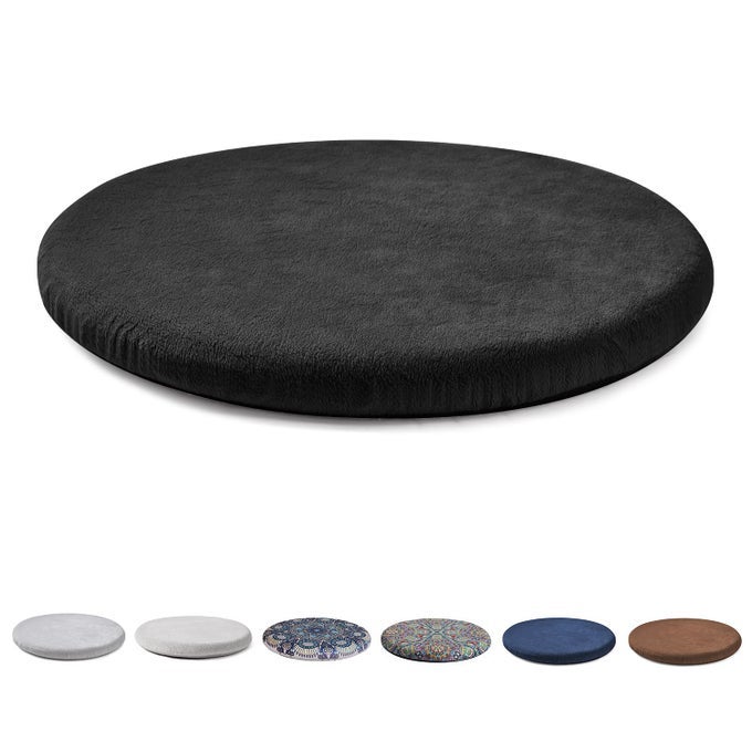 ROUND MEMORY FOAM CHAIR CUSHION CIRCLE BAR STOOL PAD DETACHABLE CHAIR SEAT CUSHION WITH REMOVABLE COVER AND RUBBER BACK ANTI SLIP KITCHEN DINING CHAIR PAD 13 INCHES BLACK