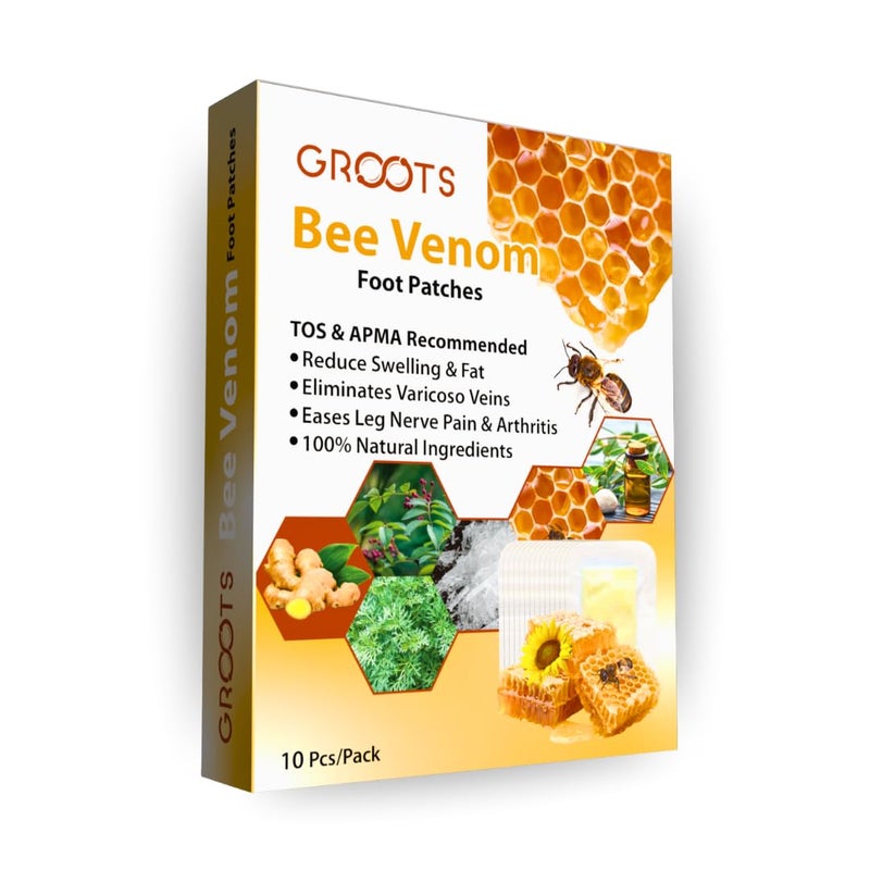 GROOTS لصقات القدم لإزالة السموم، لصقات تخفيف الألم، لصقات تنظيف السموم، لصقات تخفيف التوتر والنوم لإزالة السموم، للرجال والنساء (1 صندوق = 10 لصقات) (عبوة من 5) - Image 1