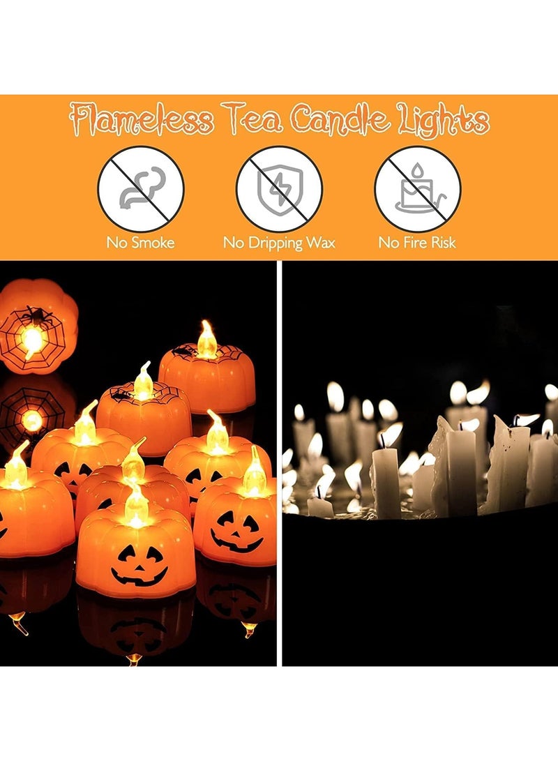 VUCATIN 12pcs Pumpkin Candle Light Party Supplies LED Lights Lantern Lamp Ornaments Props Decorations for Home Halloween (Pumpkin Pattern) - Image 2