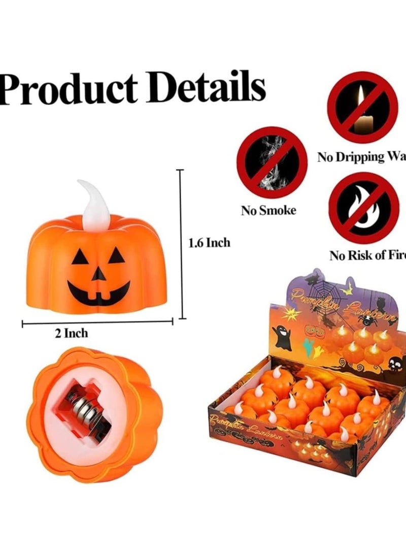 VUCATIN 12pcs Pumpkin Candle Light Party Supplies LED Lights Lantern Lamp Ornaments Props Decorations for Home Halloween (Pumpkin Pattern) - Image 3