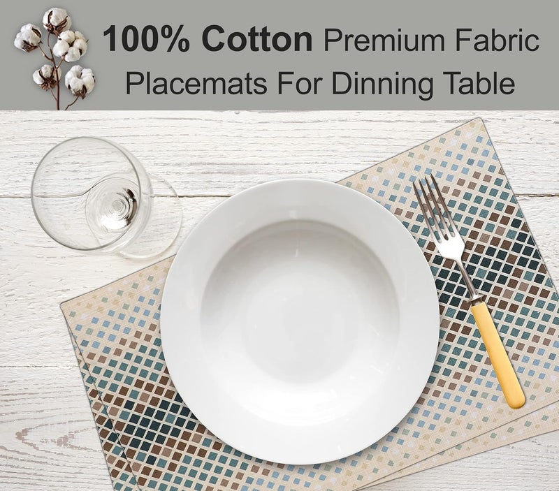 Ruvanti Placemats 100 Cotton 13x19 Inch Dining Table Placemats Set of 6 Modern Place Mats for Dining Table Decor Kitchen  Table Linens Coffee Mat for Christmas Dinners  Faded - Image 2