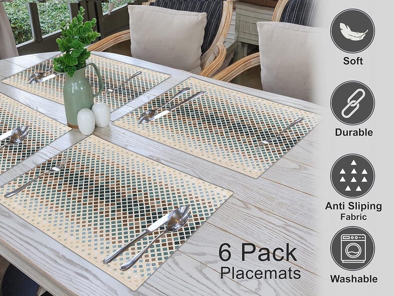 Ruvanti Placemats 100 Cotton 13x19 Inch Dining Table Placemats Set of 6 Modern Place Mats for Dining Table Decor Kitchen  Table Linens Coffee Mat for Christmas Dinners  Faded - Image 3