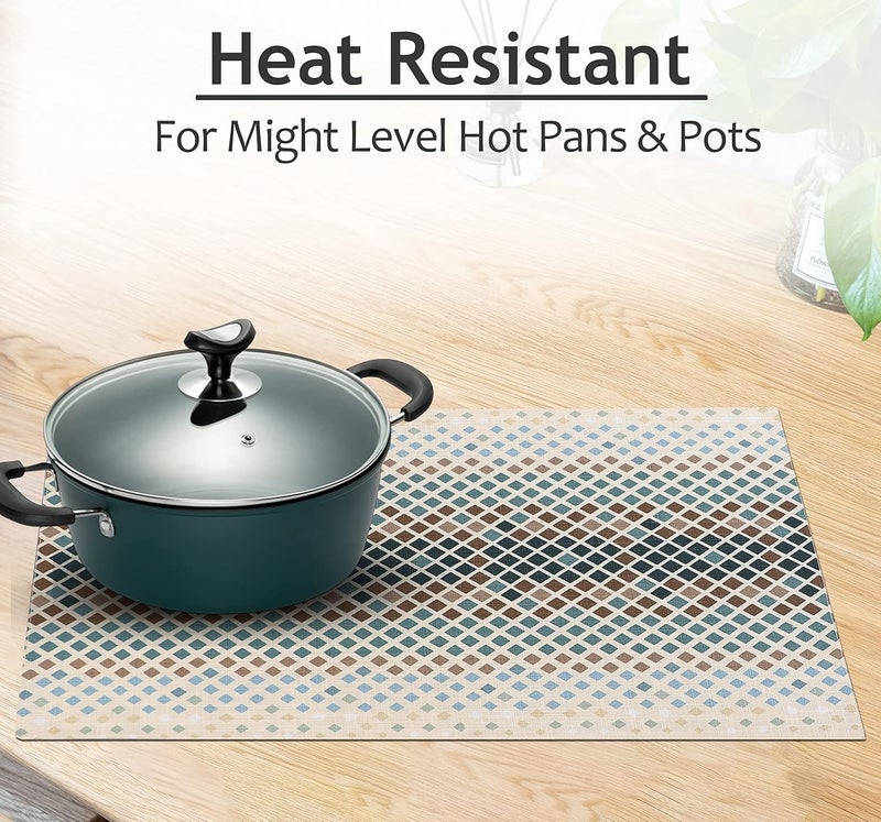 Ruvanti Placemats 100 Cotton 13x19 Inch Dining Table Placemats Set of 6 Modern Place Mats for Dining Table Decor Kitchen  Table Linens Coffee Mat for Christmas Dinners  Faded - Image 5