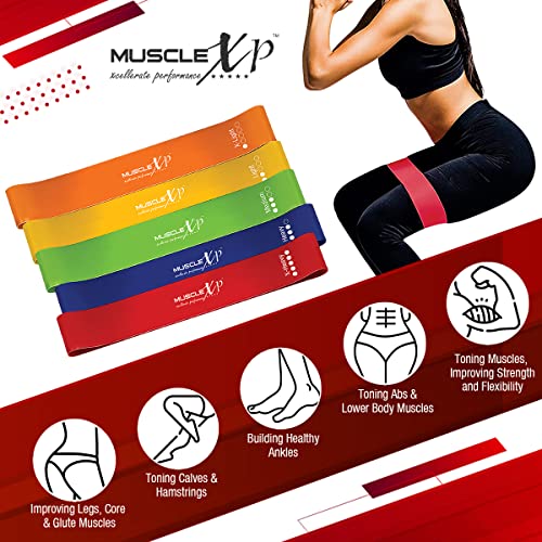MuscleXP DrFitness+ Resistance Loop Band Set of 5, Exercies Bands For Men & Women, Legs, Yoga, Body Bilding, Stretching, Toning Workout, Squats Exercise Usable in-Home & Gym - Image 5