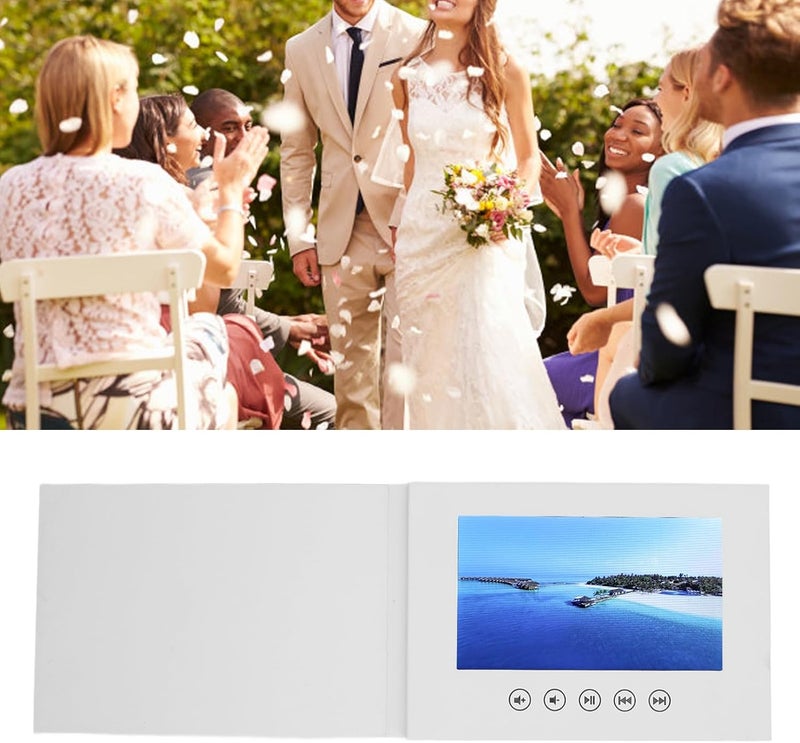 Video Greeting Card, Electronic Greeting Card with LCD Screen 720P HD Video and Picture, Electronic Video Brochure with 128M Memory and Stickers for Wedding Xmas (10inch) - Image 5