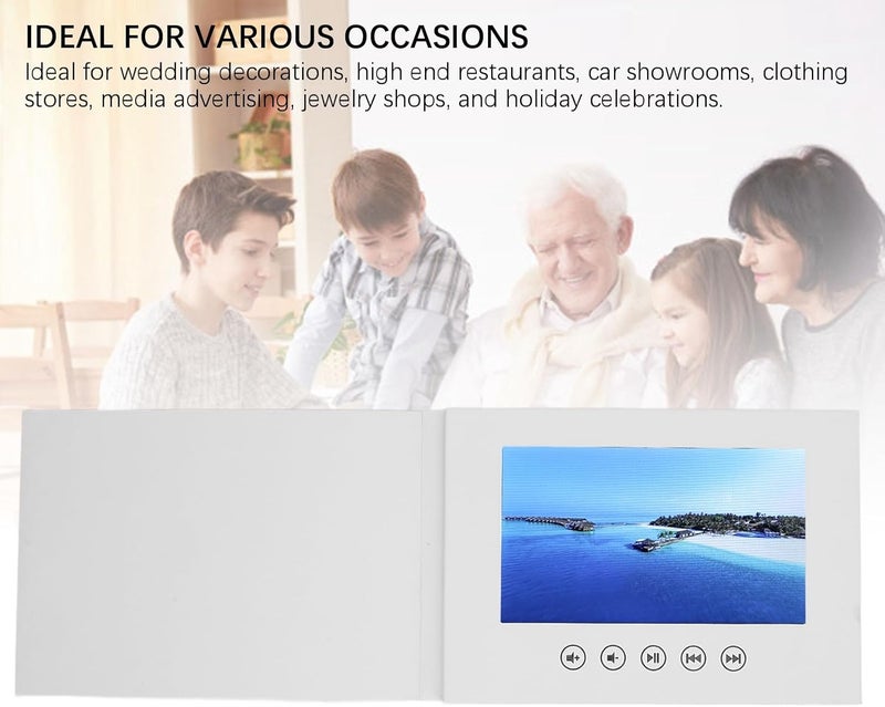 Video Greeting Card, Electronic Greeting Card with LCD Screen 720P HD Video and Picture, Electronic Video Brochure with 128M Memory and Stickers for Wedding Xmas (10inch) - Image 4