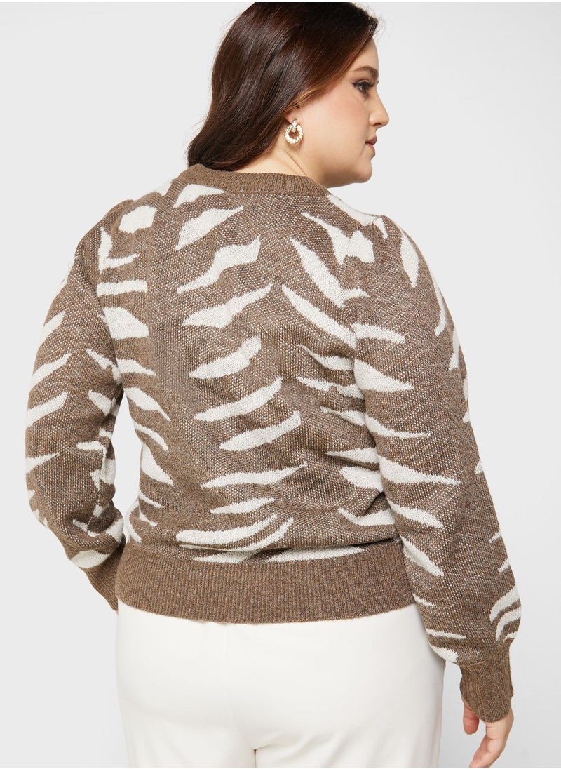 Vero Moda Curve - Crew Neck Printed Sweater - Image 1