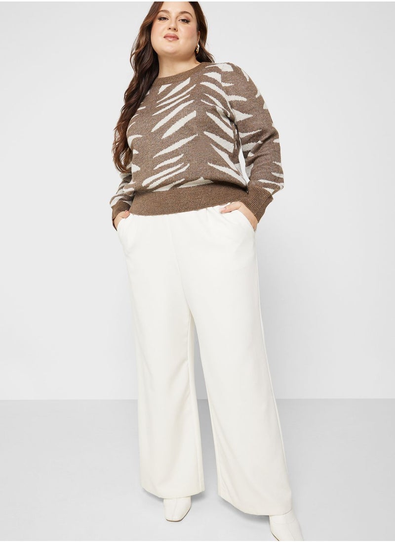Vero Moda Curve - Crew Neck Printed Sweater - Image 1