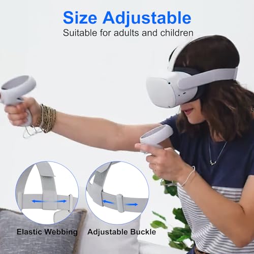 DUXICEPIN VR Headset Strap, Original Head Strap for Oculus Quest 2 with Ergonomic Comfort, Replace Head Strap for Meta Quest 2, VR Accessories with 2 Pair Thumb Grip Caps, Compatible with Oculus/Meta Quest 2 - Image 3