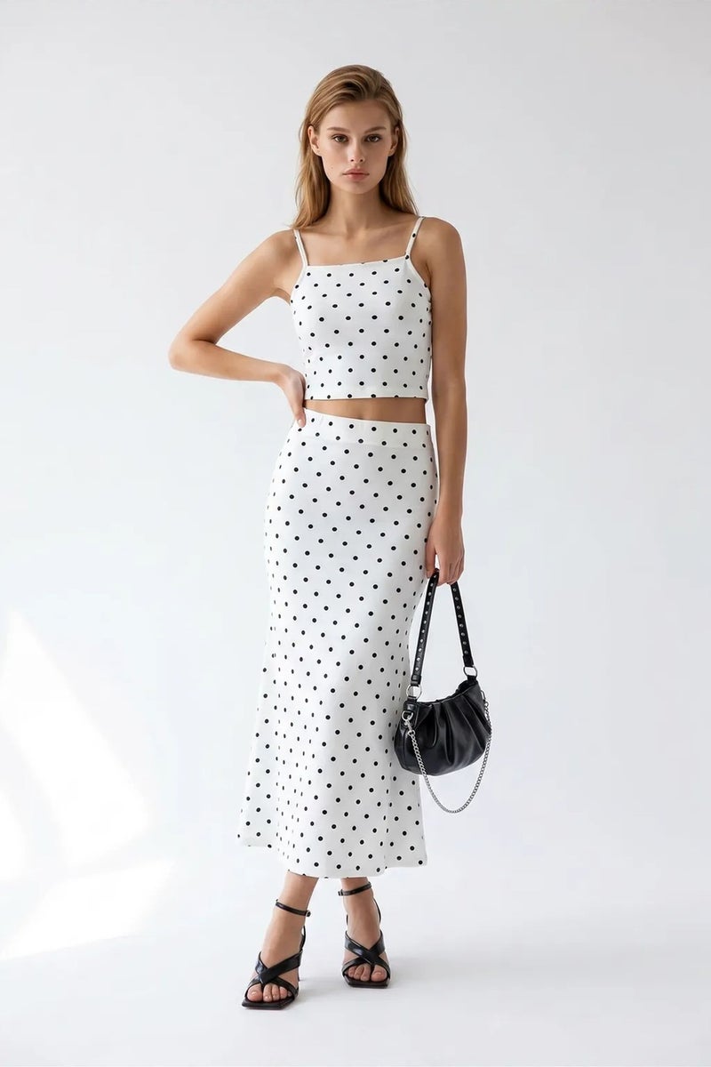 MIXRAY Women's High Waist Polka Dot Two-Piece Coord - Image 3