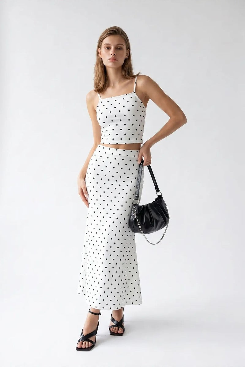 MIXRAY Women's High Waist Polka Dot Two-Piece Coord - Image 5