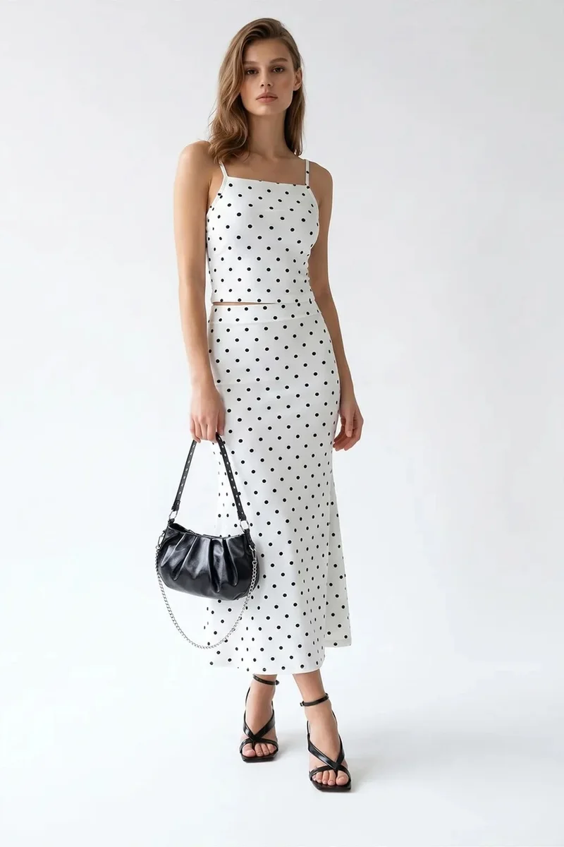 ميكسراي MIXRAY Women's High Waist Polka Dot Two-Piece Coord
