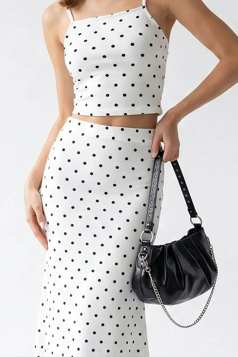 ميكسراي MIXRAY Women's High Waist Polka Dot Two-Piece Coord