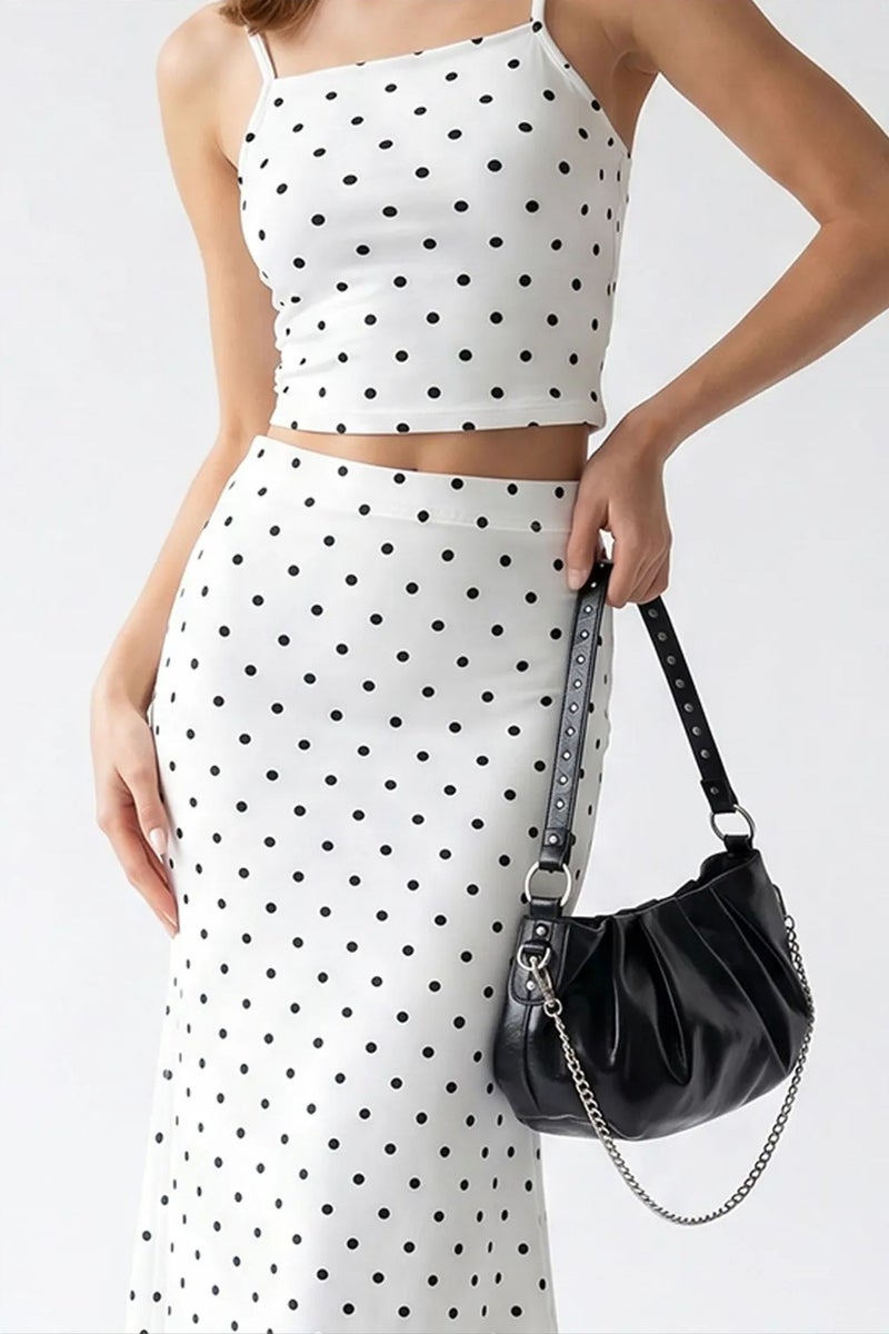 MIXRAY Women's High Waist Polka Dot Two-Piece Coord - Image 2