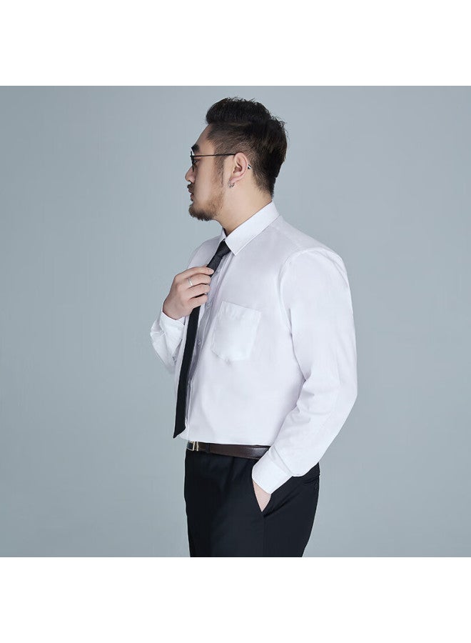 Ayoupang Plus Size Long Sleeve Shirt Men's Business Solid Color Formal Professional Shirt Fat And Large Commuting Workwear White M - Image 4