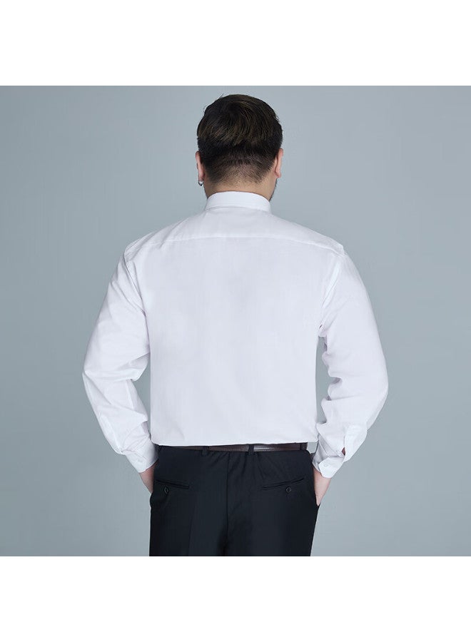 Ayoupang Plus Size Long Sleeve Shirt Men's Business Solid Color Formal Professional Shirt Fat And Large Commuting Workwear White M - Image 3