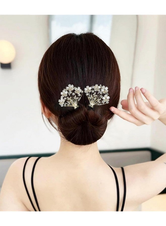 SIMXEN Rhinestone Pearl Hair Bun Maker, Elegant Lazy Hair Curler, Crystal Hair Bun Maker, French Hairstyle Twist Bun Maker, Elegant Hair Accessories For Women Girls (WHITE) - Image 5