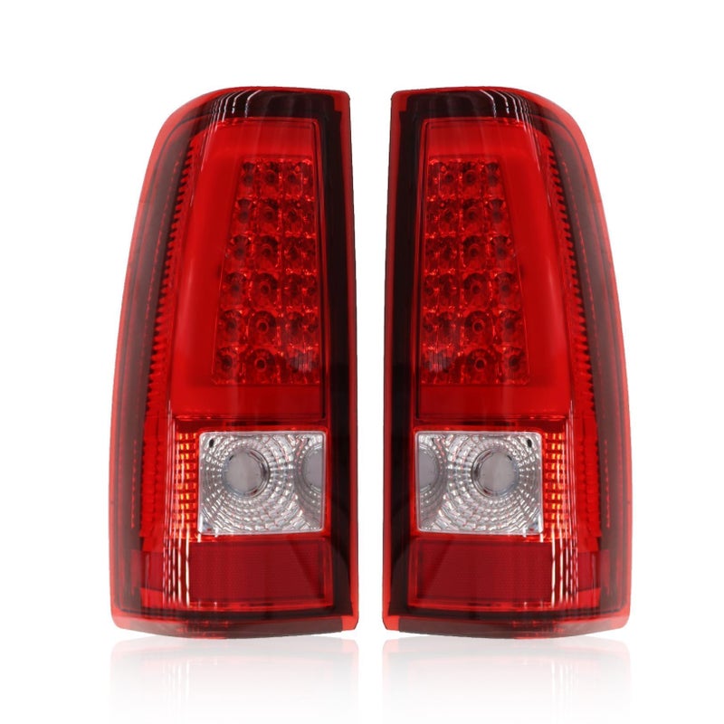Jecoupoon Tail Lights Compatible with 2003 2004 2005 2006 Silverado 1500 2500 3500 Red Tube Rear Light Tail Lamps Driver & Passenger GM2800174 GM2801174 - Image 1