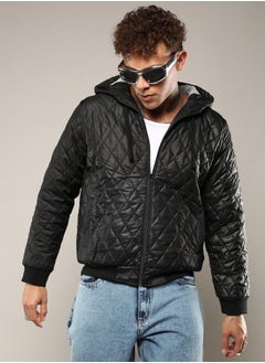 Campus Sutra Men's Black Quilted Puffer Jacket With Zip-Closure  - Image 1