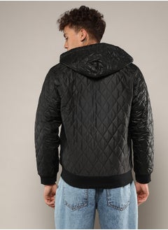 Campus Sutra Men's Black Quilted Puffer Jacket With Zip-Closure  - Image 5