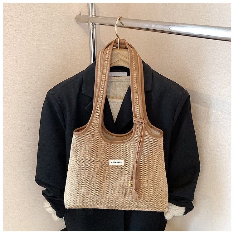 New Large-Capacity Canvas Bag Love Bay Tote Bag Simple Niche Striped Commuting Portable Shoulder Bag For Women - Image 1