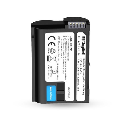 Digitek Platinum (EN-EL15) 2100mAh Rechargeable Li-ion Battery, 7.4V 15.5Wh, Replacement Battery for Nikon Z5, Z6, Z7, D7500, D7200, D7100, D7000, D800, D810, D850, Long Backup, Safe & DCharging - Image 1