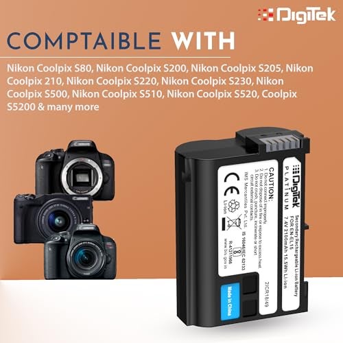 Digitek Platinum (EN-EL15) 2100mAh Rechargeable Li-ion Battery, 7.4V 15.5Wh, Replacement Battery for Nikon Z5, Z6, Z7, D7500, D7200, D7100, D7000, D800, D810, D850, Long Backup, Safe & DCharging - Image 4