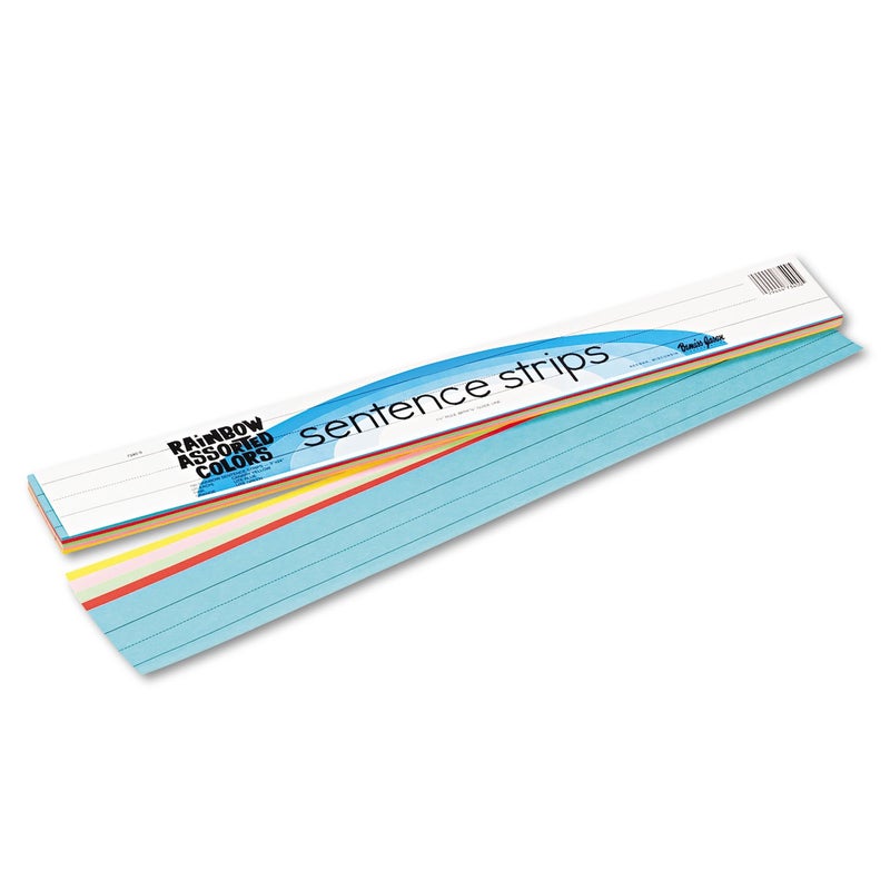 Rainbow Kraft Lightweight Sentence Strips, 5 Assorted Colors, 1-1/2 in x 3/4 in ruled 3" x 24", 100 Strips