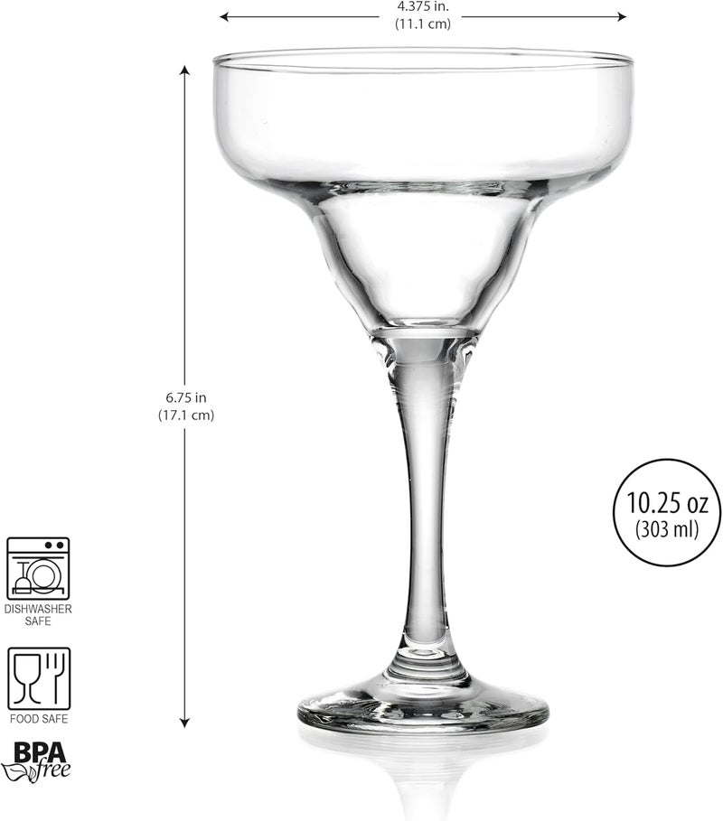 Glaver's Margarita Glasses Set Of 4, 10 oz. Bar Glasses for Cocktails, Martini, Margarita, Dessert, and Everyday Use Crystal Clear Classic Martini Glasses, Dishwasher safe. - Image 2