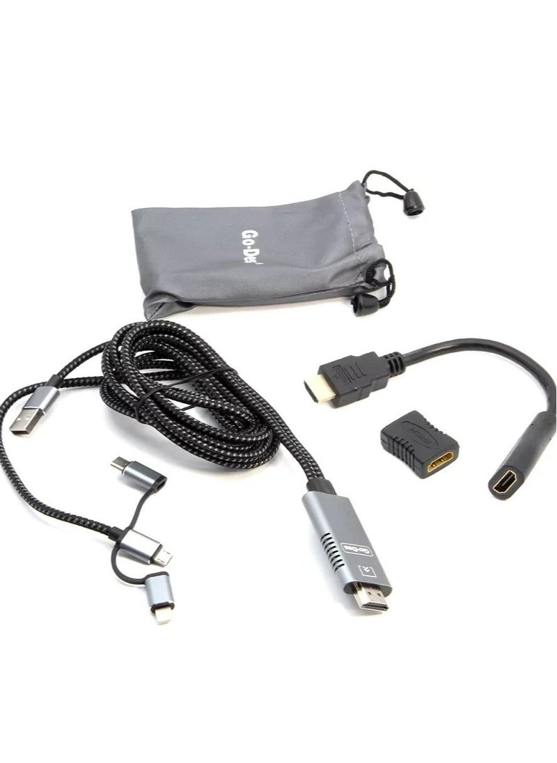 JAJEEK "Metal Shell HDTV Cable 5-in-1 Video Transfer GD-8296 – High-Quality HDMI, VGA, AV, and Audio for Seamless Connectivity" - Image 3