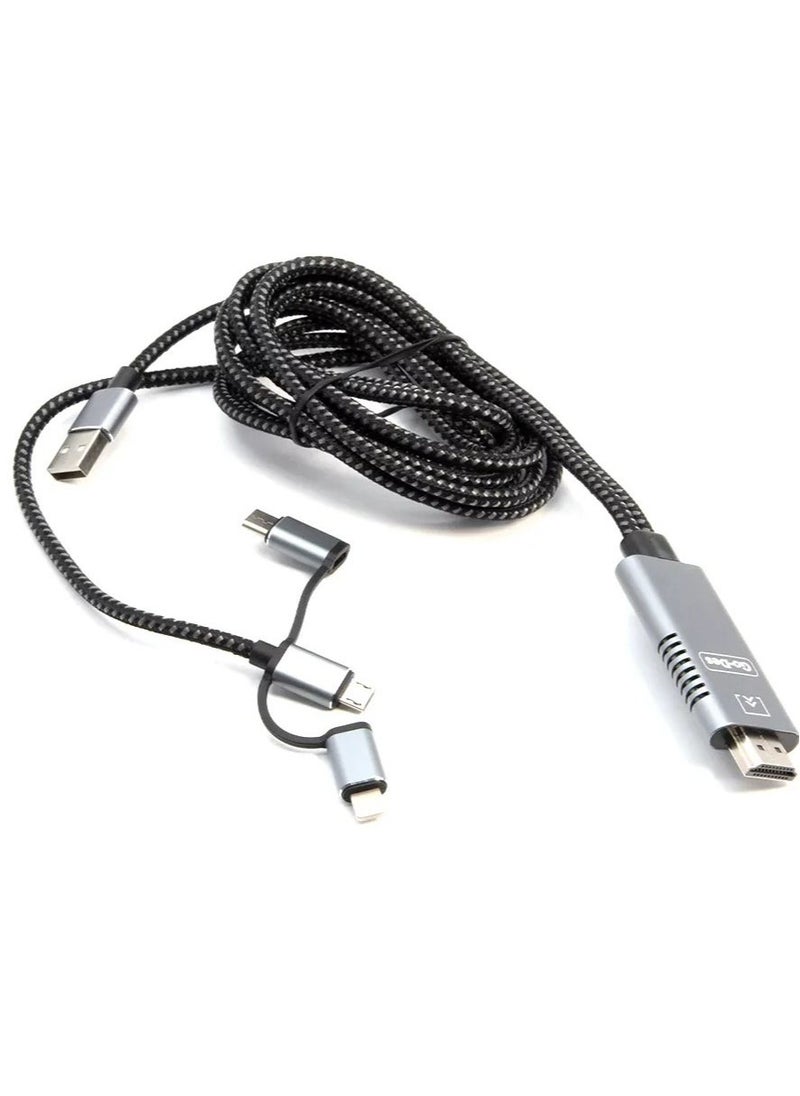JAJEEK "Metal Shell HDTV Cable 5-in-1 Video Transfer GD-8296 – High-Quality HDMI, VGA, AV, and Audio for Seamless Connectivity" - Image 2