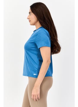 Reebok Women Sportswear Fit Short Sleeves Training Top, Blue  - Image 2