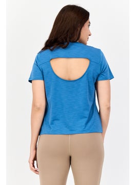 Reebok Women Sportswear Fit Short Sleeves Training Top, Blue  - Image 3
