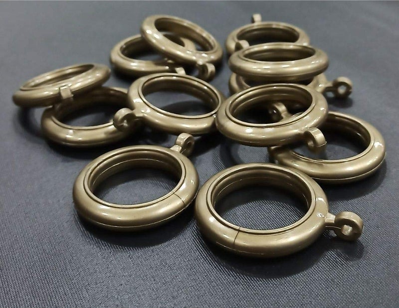 FAPBADRI Heavy Quality Plastic Curtain Rings Standard Size for Any 1 inch Curtain RodPipe Provision to Insert a Hook at The end of The Ring Colour Antique Gold 50 Pieces - Image 1